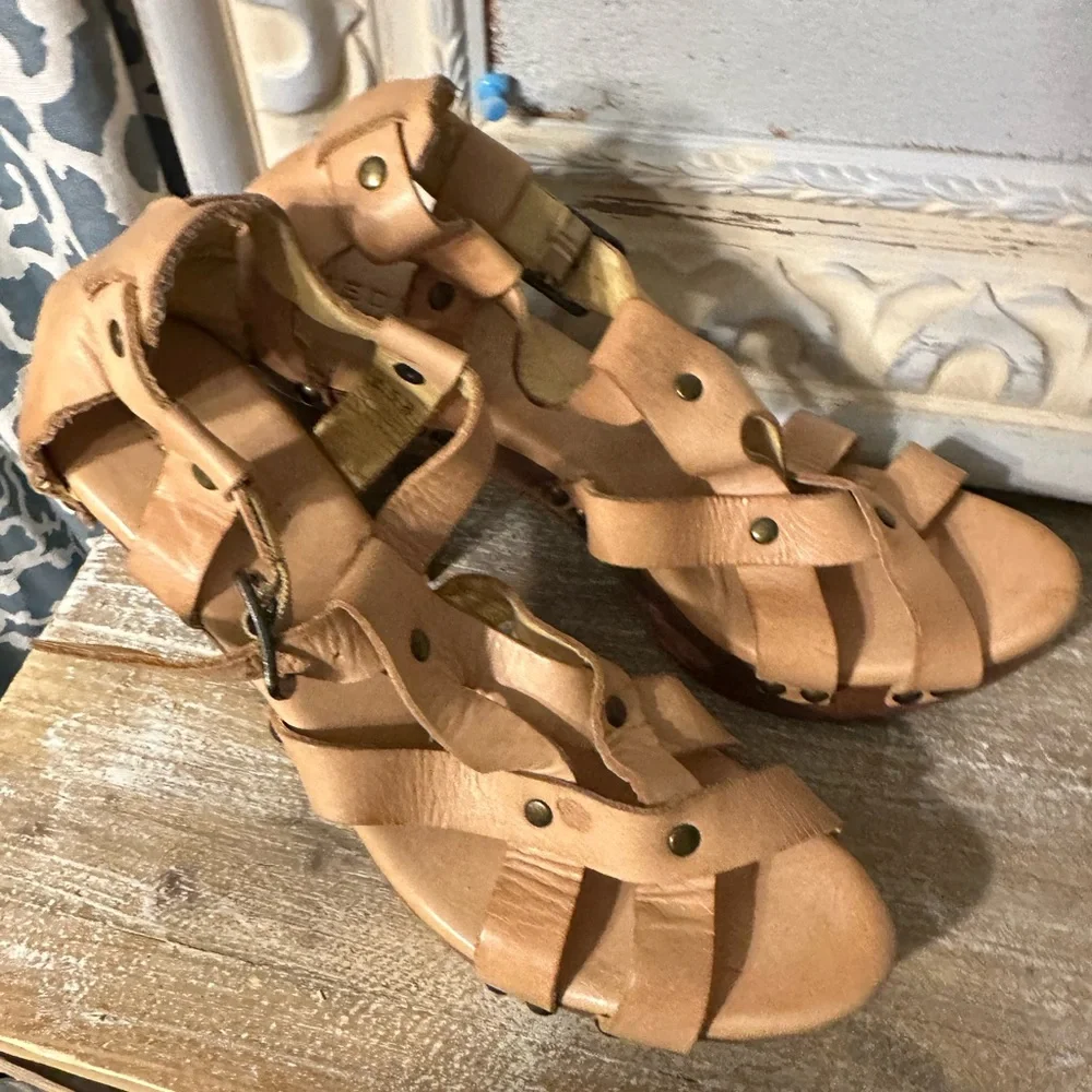 Bed|stu shoes Cobbler series Leather Block heel platform size 8.5 B Made new - Picture 8 of 8